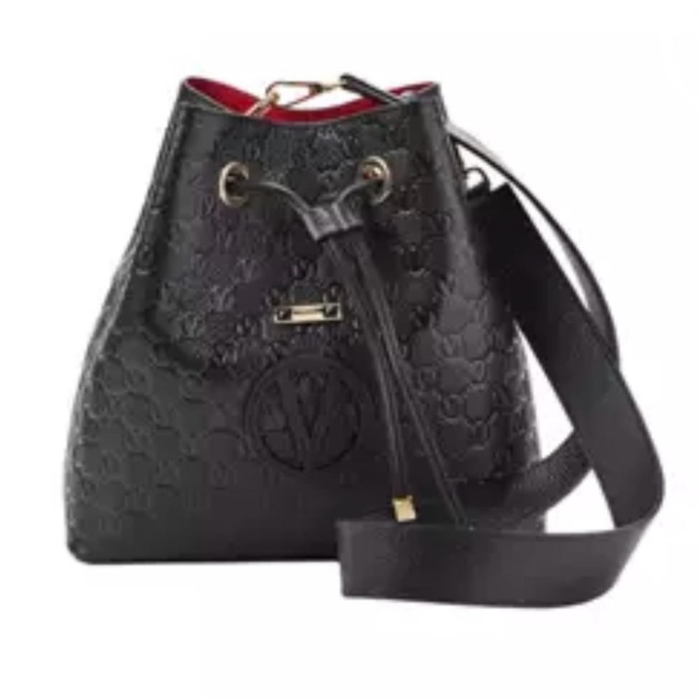 Valentino Karl Medallion Black Leather Bucket Bag NWT